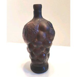 Vintage Dark Purple Wine Glass Bottle Decanter -Grapes & Leaves Home Decor Spain